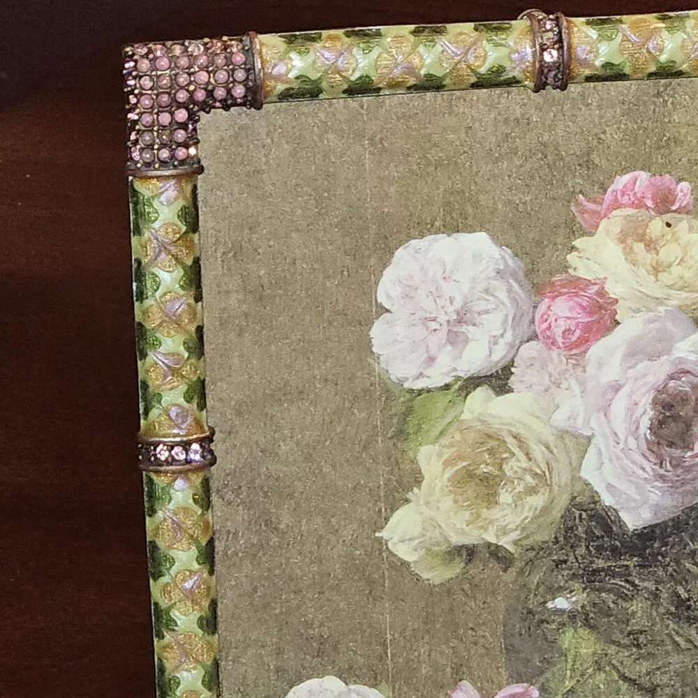 RARE WOW JAY STRONGWATER ARGYLE PLAID PINK DARJEELING PAVE CRYSTAL ENAMEL FRAME